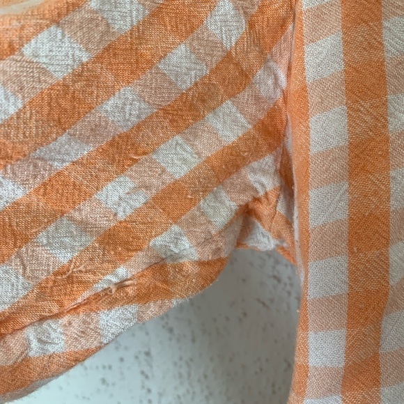 Urban Outfitters Orange Gingham Plaid Blouse Size L - Picture 5 of 9
